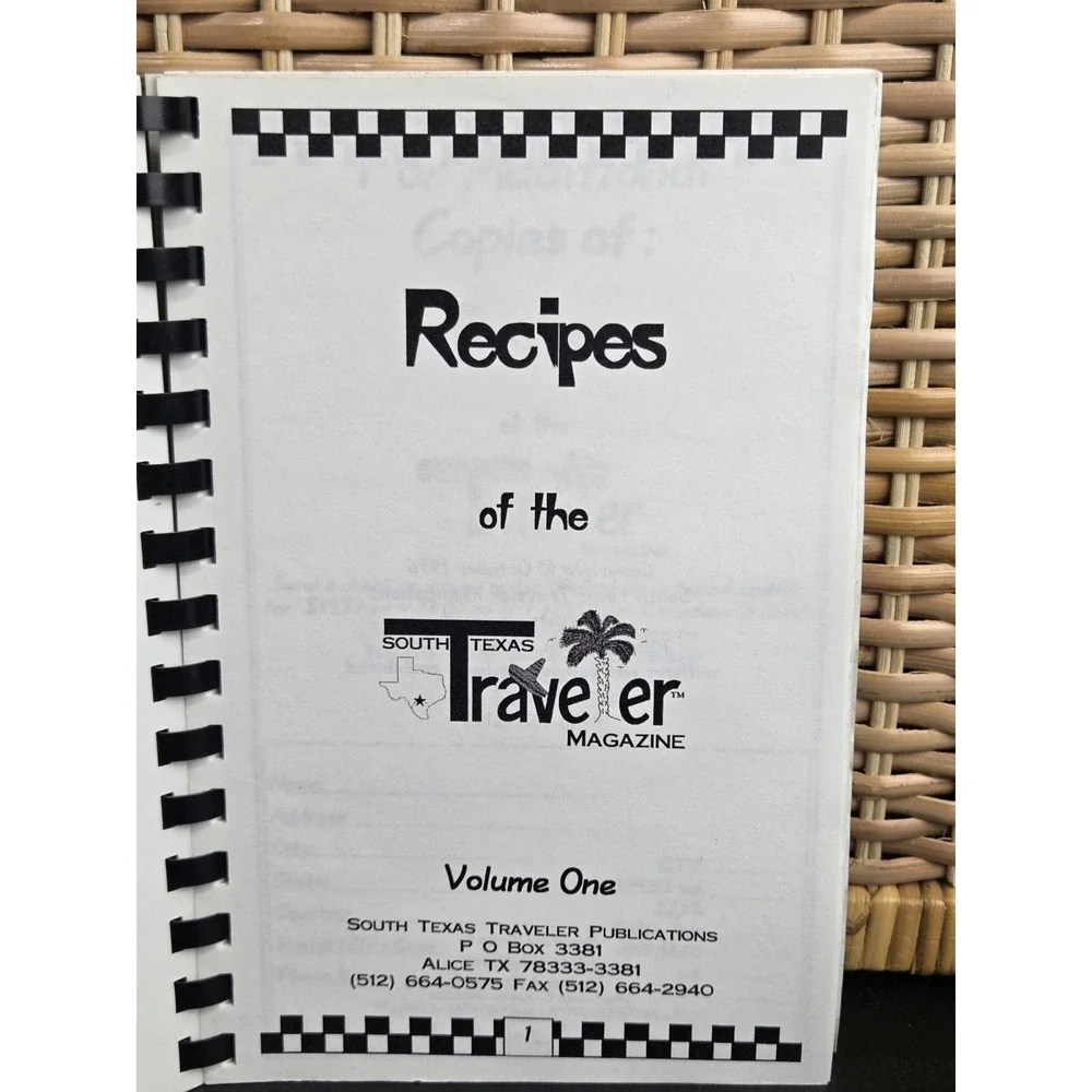 South Texas Traveler Magazine Cookbook Alice, Texas 1996 Spiral Local